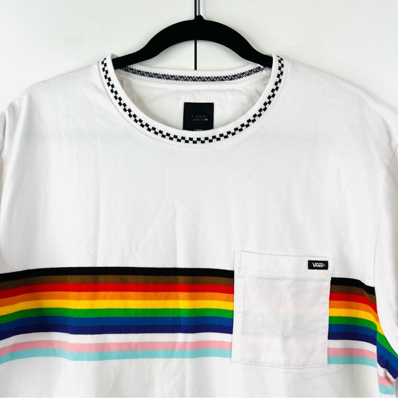 Vans White Rainbow Pride Knit Crew Checkerboard LGBT Limited Edition Shirt - Picture 6 of 10